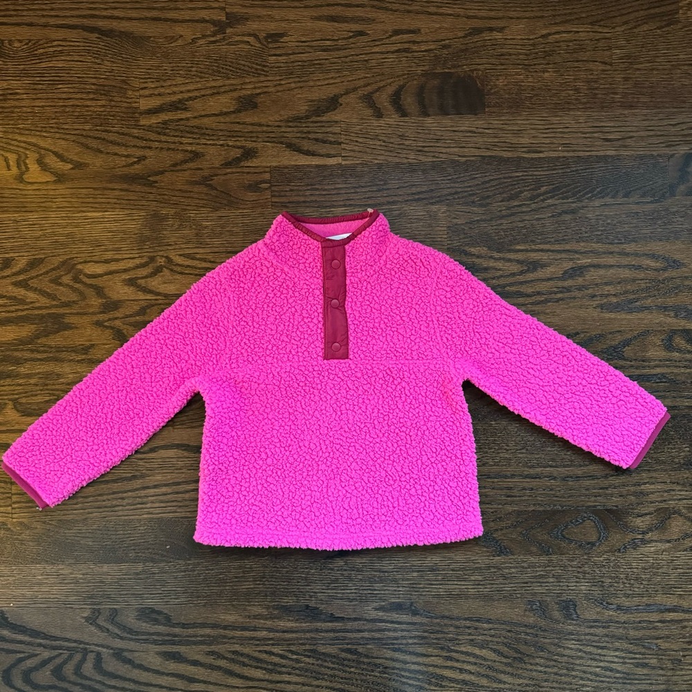 NWT Baby Gap Pink Fleece Quarter Button Pullover Sweater Jacket | 4T